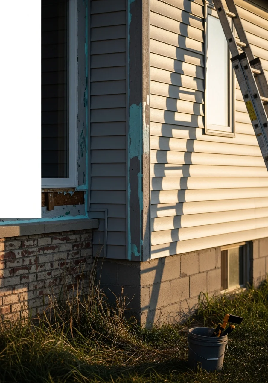 A close-up of professional workmanship on a home exterior, showing attention to detail and quality materials.