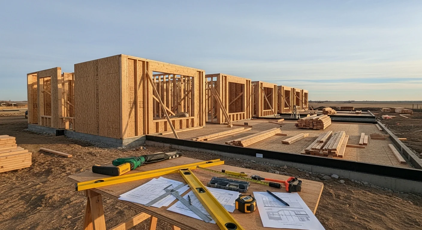A newly constructed two-story townhome in Parker, Colorado, with a clean facade, attached garage, and front entry visible against a blue Colorado sky. The unit shows finished exterior siding and trim work typical of Douglas County residential construction.